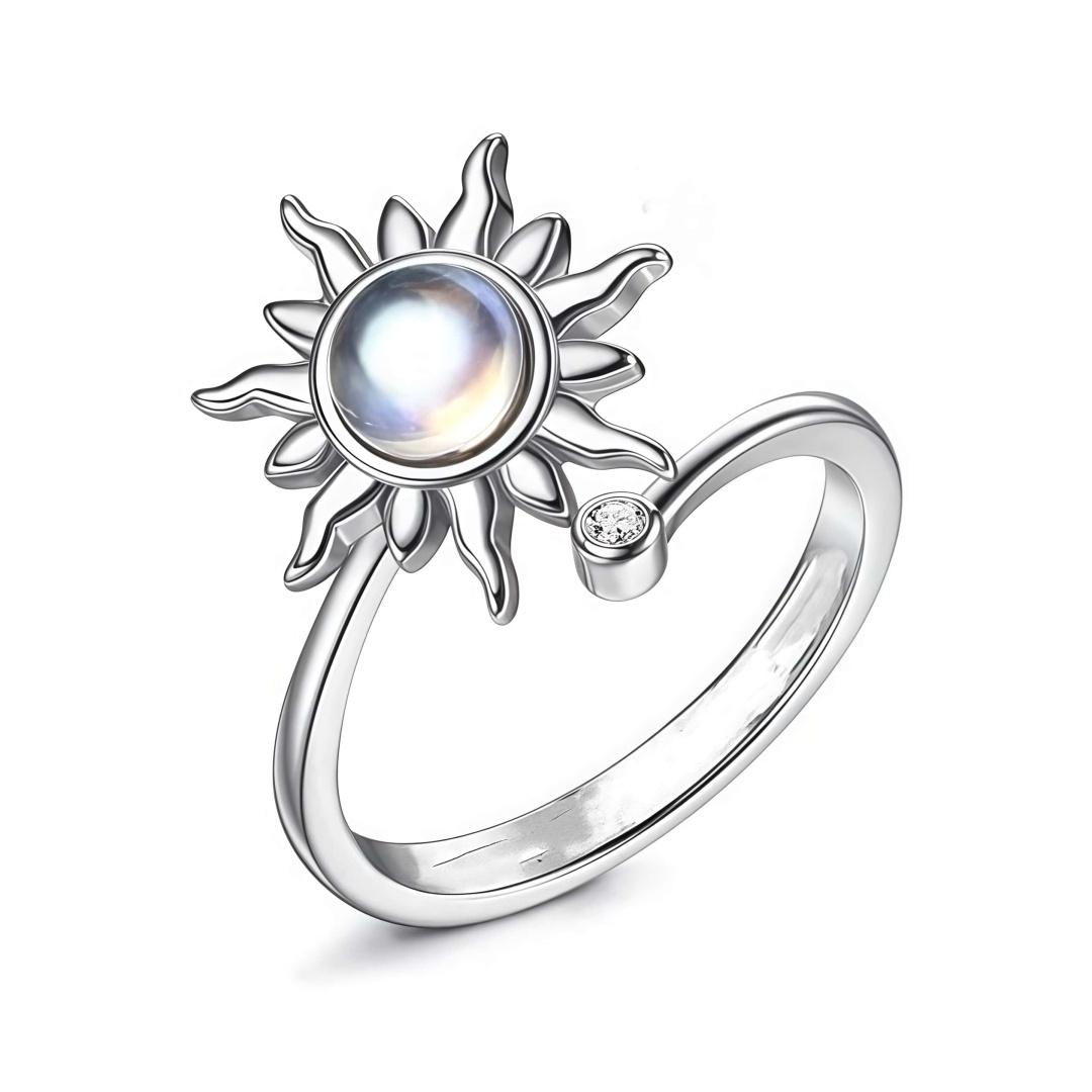 Rotatable Fidget Spinner Ring Womens Open Adjustable Anxiety Relief Rings